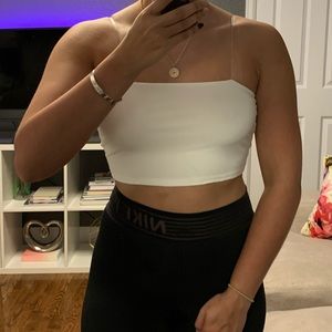 Nasty Gal White Invisible Straps Crop Top